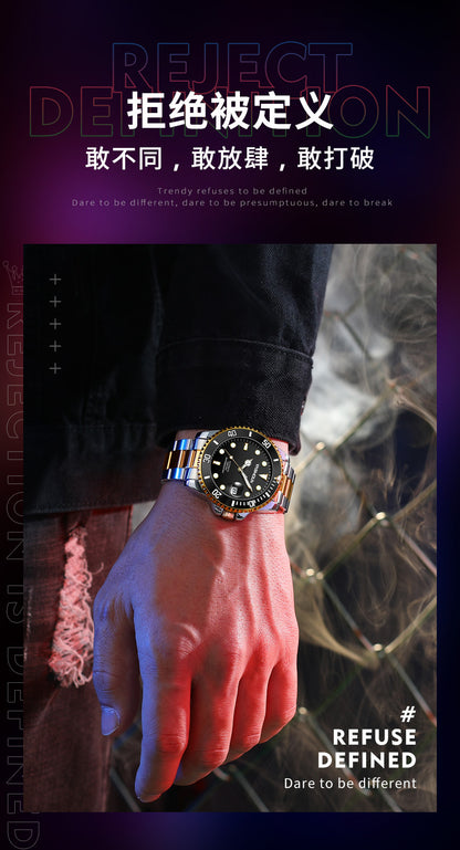 Ashi ton new steel band men's watch hollow automatic mechanical watch calendar waterproof foreign trade men's watch wholesale