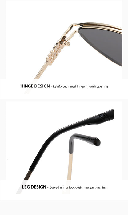 Fashionable Metal Cat-Eye Sunglasses European and American Trendy Women's Sunglasses Light Luxury High-End Anti-Uv Sunglasses for Men
