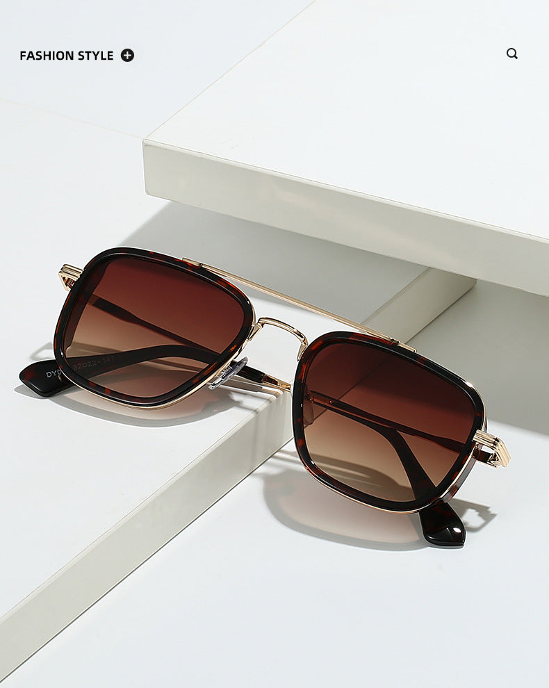 21 Amazon's New Popular European and American Punk Men's Sunglasses Pilot Square Frame Cross-Border Sunglasses Wholesale