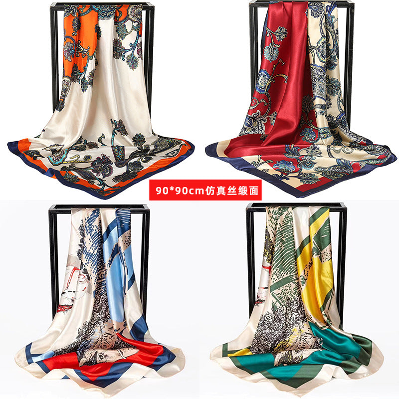 Double-sided scarf 90 square scarf summer women's thin decorative versatile small scarf shawl scarf scarf
