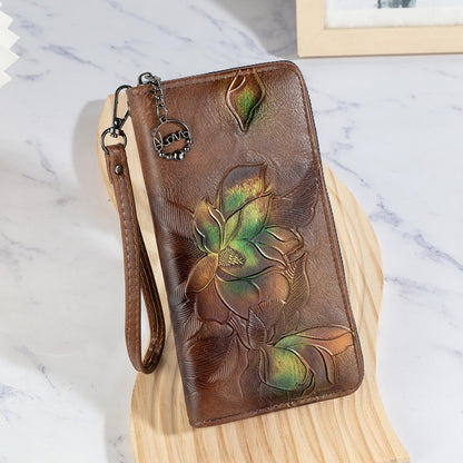 2025 Factory Direct Supply New Women's Wallet Retro Color Polished Multi-Card Slot Long Bag Wholesale Cross-Border