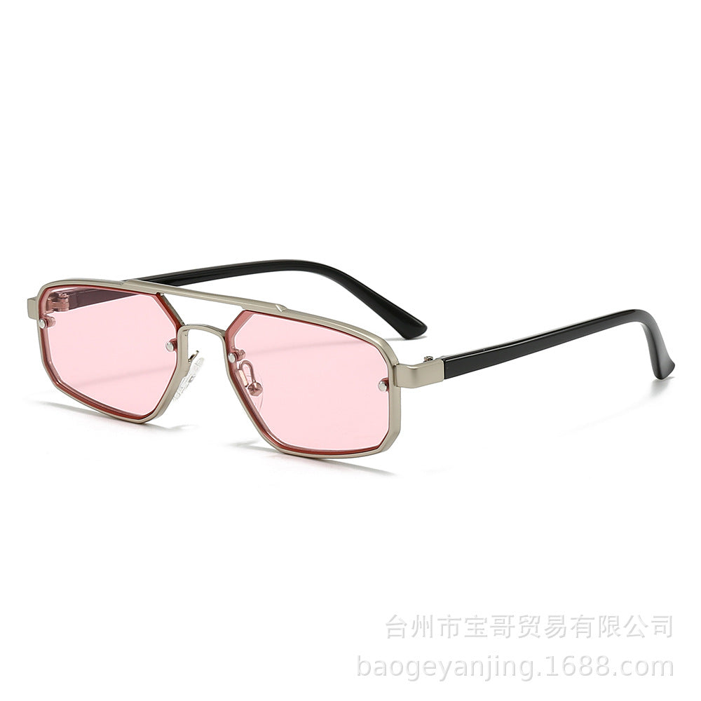 Metal Sunglasses New Trendy Cat-Eye Sunglasses for Men and Women Double Bridge Glasses in Stock Wholesale Polarized Sunglasses