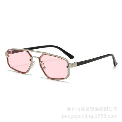 Metal Sunglasses New Trendy Cat-Eye Sunglasses for Men and Women Double Bridge Glasses in Stock Wholesale Polarized Sunglasses