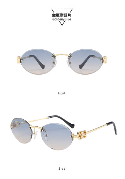 Frameless Letter Sunglasses with a High-End Feel, Personalized Metal Street Style Sunglasses, Retro Internet Celebrity Street Style, Trendy Sweet and Cool Hot Girl Sunglasses