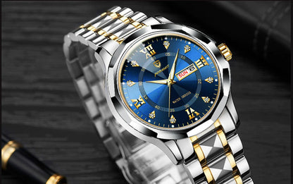 FOURRON brand imitation mechanical hollow-out transparent men's watch butterfly buckle steel belt luminous waterproof calendar Diamond
