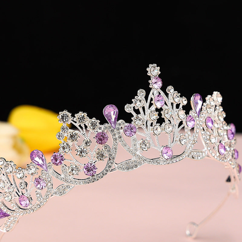 Super Fairy New Princess Sweet Bridal Crown Red Tiara Crystal Toast Clothing Hair Accessories 18Th Birthday Gift