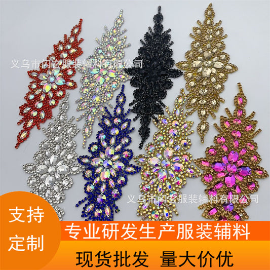 DIY multi-color glass diamond flower clothes decoration performance dress wedding dress adhesive applique rhinestone clothing accessories