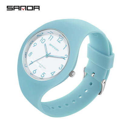 SANDA Outdoor Sports Watch Simple Waterproof Men's and Women's Fashion Quartz Watch Silicone Tape Casual Student Quartz Watch