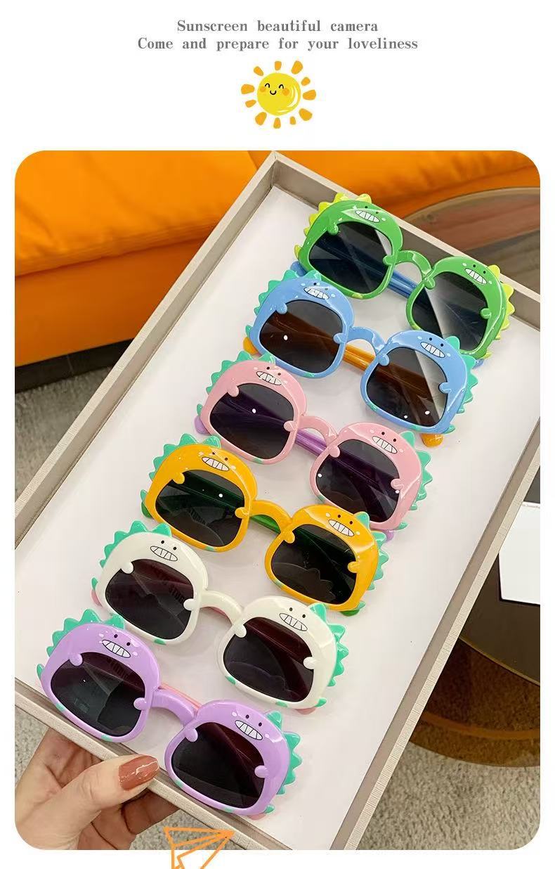 Children's Glasses Baby Sunglasses New Cute Little Dinosaur Cartoon Sunglasses Sun Visors Trendy Boys and Girls Sunglasses