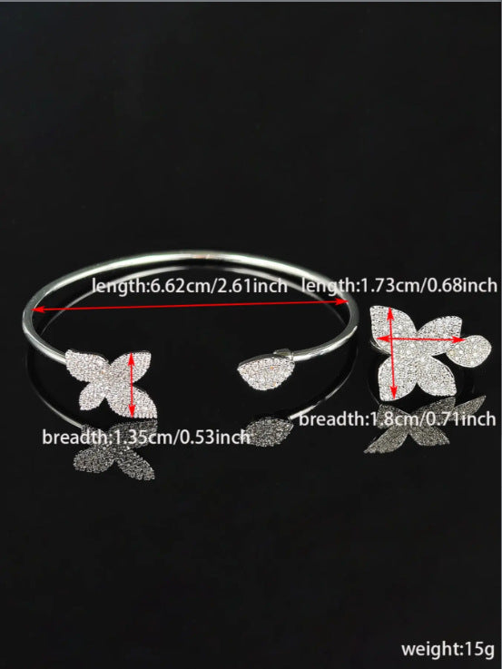 Cross-border Female Niche Opening Adjustable Bracelet Ring Popular Butterfly High Design Sense r5433-s8026