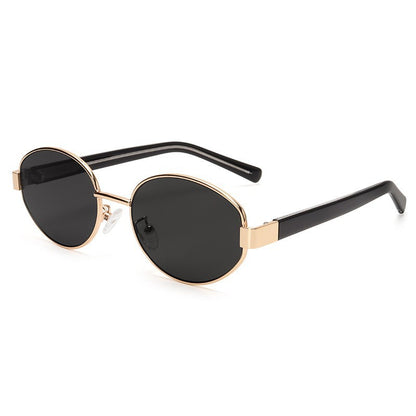 Y2K40235 Old Money Style Sunglasses Female Internet Celebrity Street Style Glasses Retro Oval High-End Cat-Eye Sunglasses