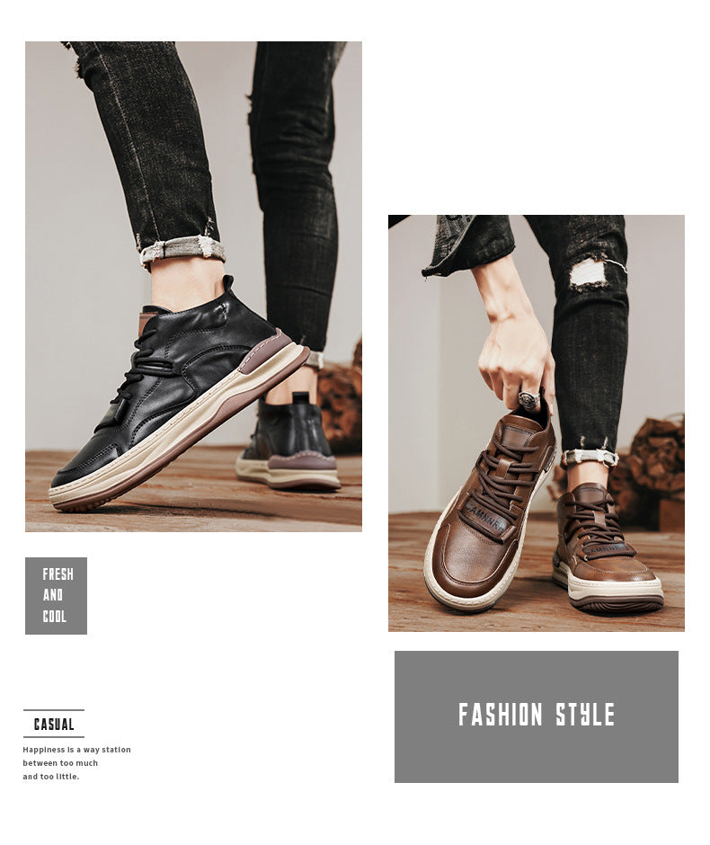 Men's Shoes Autumn New High-top Casual Shoes All-match Fashion Sports Trendy Shoes for Teenagers and Students Waterproof Non-slip Sneakers