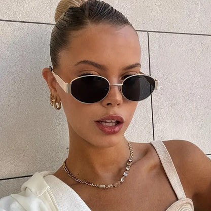 Cross-Border Popular Small Round Frame Metal Frame Popular European and American Women's Sunglasses Internet Celebrity Sunglasses Versatile Trendy Sunglasses