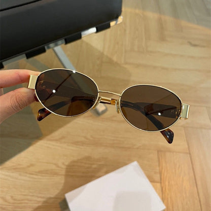 Cross-border New Arc de Triomphe Oval Metal Small Frame Sunglasses Women's High-end Fashion Street Photograph Sunglasses Sunglasses