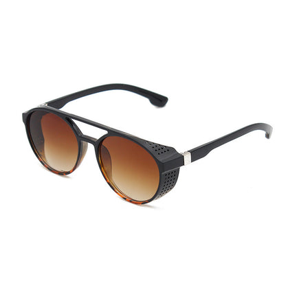 European and American Fashion Trend New Double-Beam Sunglasses Steampunk Sunglasses Round Retro Sunglasses 97040