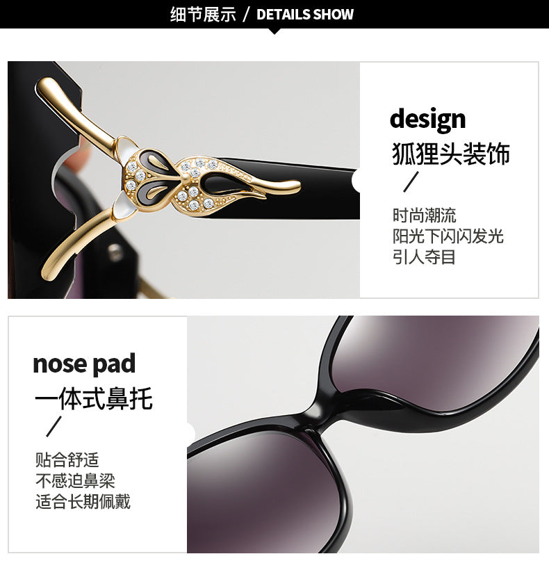 Sunglasses for Women 2025 Summer New Trendy Anti-Uv Women's Sunglasses Fashionable Round Face Polarized Glasses Big Face Slimming Look