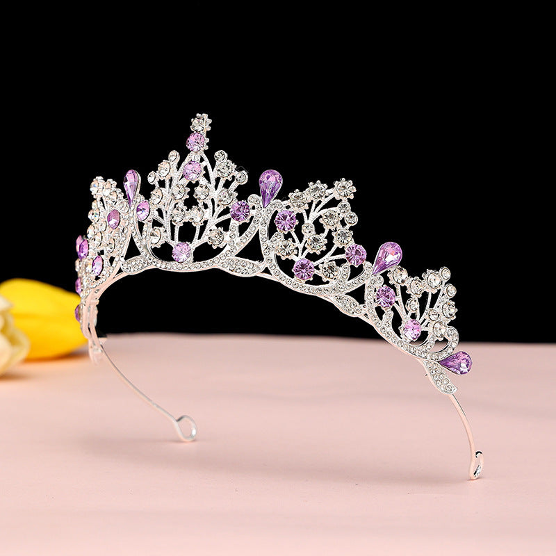 Super Fairy New Princess Sweet Bridal Crown Red Tiara Crystal Toast Clothing Hair Accessories 18Th Birthday Gift