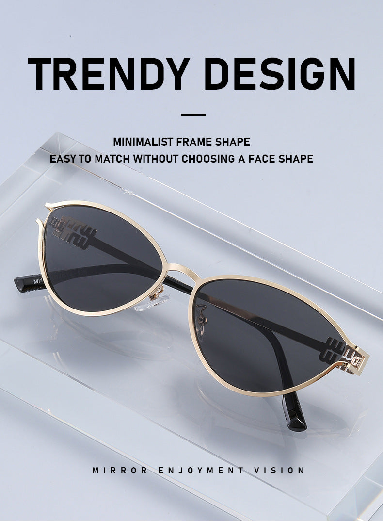 Fashionable Metal Cat-Eye Sunglasses European and American Trendy Women's Sunglasses Light Luxury High-End Anti-Uv Sunglasses for Men