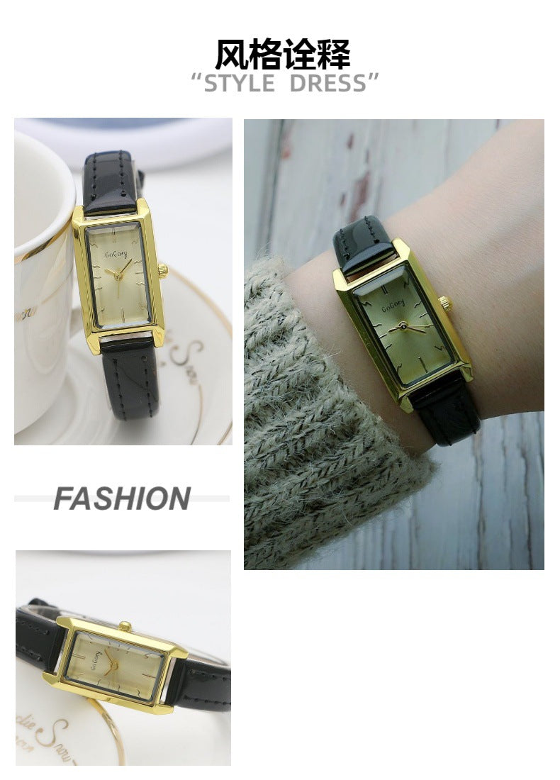 Small Rectangular Thin Strap Simple Women's Leather Strap Watch Trendy Leather Strap Watch Women's Quartz Watch 270