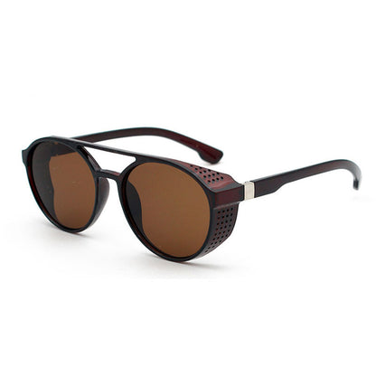European and American Fashion Trend New Double-Beam Sunglasses Steampunk Sunglasses Round Retro Sunglasses 97040