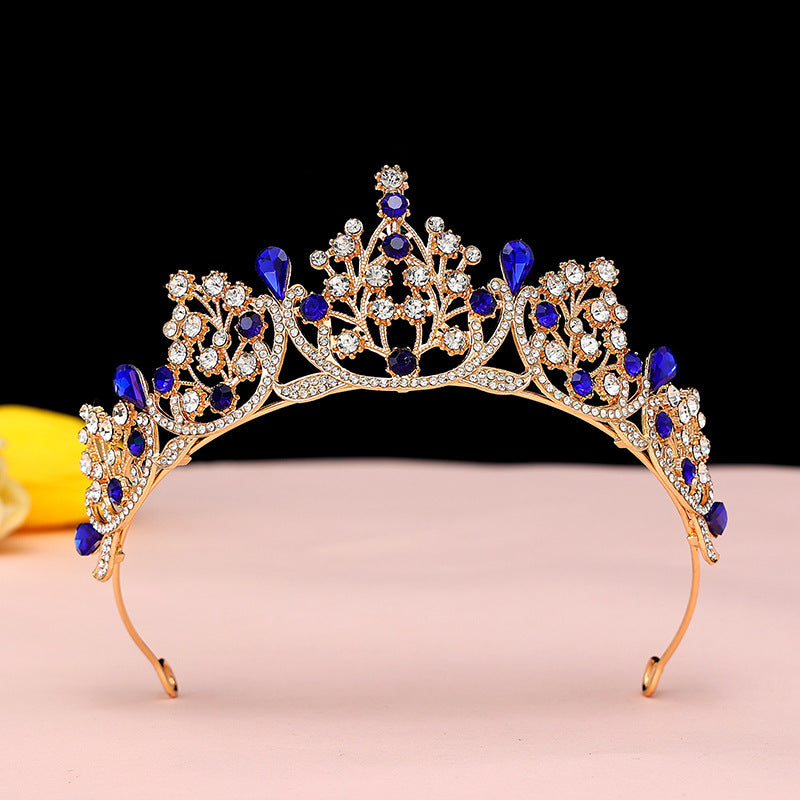 Super Fairy New Princess Sweet Bridal Crown Red Tiara Crystal Toast Clothing Hair Accessories 18Th Birthday Gift