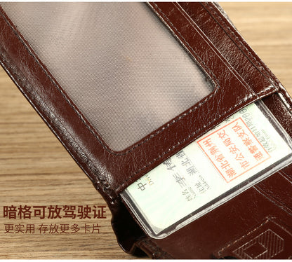 Cross-Border Dropshipping Manbang Men's Wallet Horizontal First-Layer Cowhide Wallet Classic Short 70% off Rifd Anti-Theft Brush
