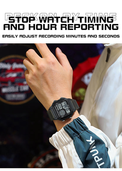 Sanda Hot-selling Square Watch Luminous Waterproof Alarm Student Watch Simple Korean Transparent Sports Electronic Watch
