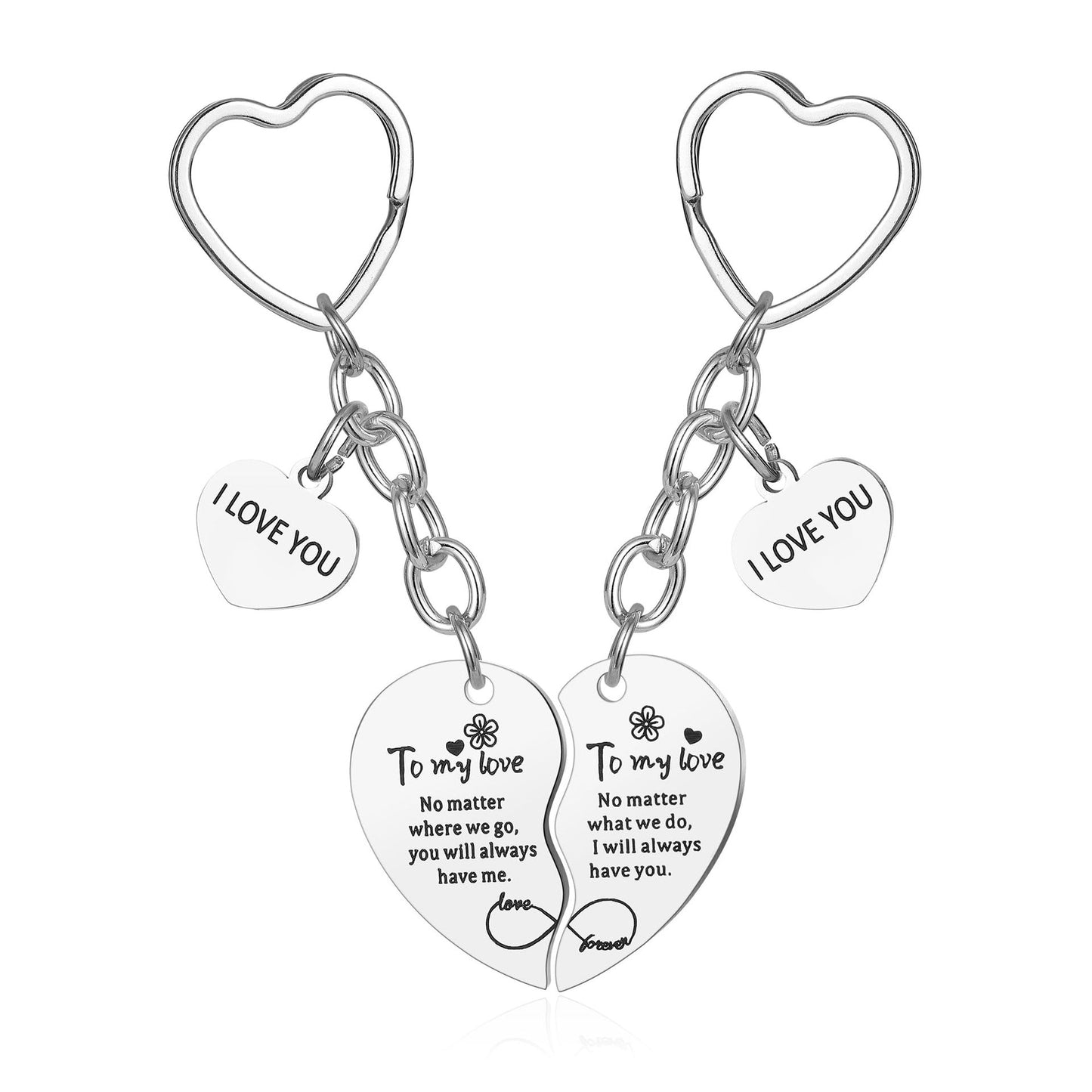 Mother's Day Keychain Women's Rose Gold Engraved Flower Pendant Keychain Love Puzzle Keychain Set