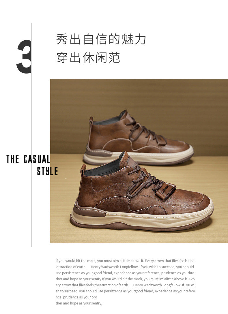Men's Shoes Autumn New High-top Casual Shoes All-match Fashion Sports Trendy Shoes for Teenagers and Students Waterproof Non-slip Sneakers
