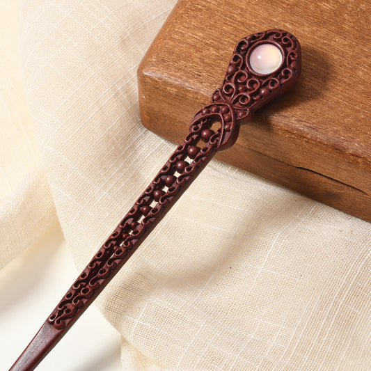 Vintage Red Sandalwood Hairpin Antique High-end Hairpin New Chinese Style Simple Daily All-match Wooden Hairpin Hairpin