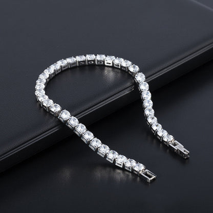 WIC 925 Silver Moissanite High D Color VVS Small Rock Sugar Tennis Chain String Pendant Simple Bracelet Necklace