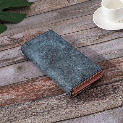 Long Women's Wallet Frosted Cover Wallet Soft Leather Wallet Fashion Retro Large Capacity Hand Bag