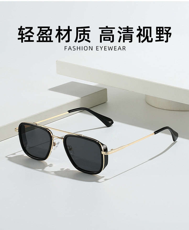 21 Amazon's New Popular European and American Punk Men's Sunglasses Pilot Square Frame Cross-Border Sunglasses Wholesale