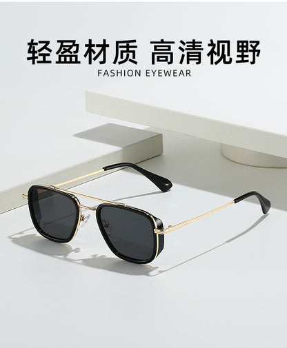 21 Amazon's New Popular European and American Punk Men's Sunglasses Pilot Square Frame Cross-Border Sunglasses Wholesale