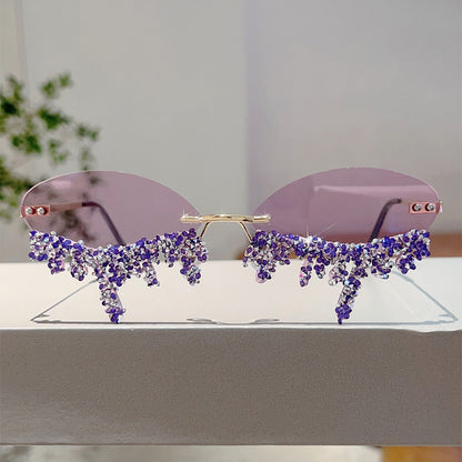 Cross-border New European and American Borderless Diamond-encrusted Angel Tears Sunglasses Spice Girls Street Shooting Cool Personality Funny Sunglasses