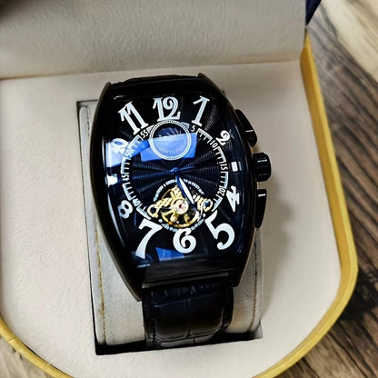 Barrel Type Fully Automatic Wheel Hollow Mechanical Watch Men's Business Simple Fashion Multifunctional Watch Wholesale