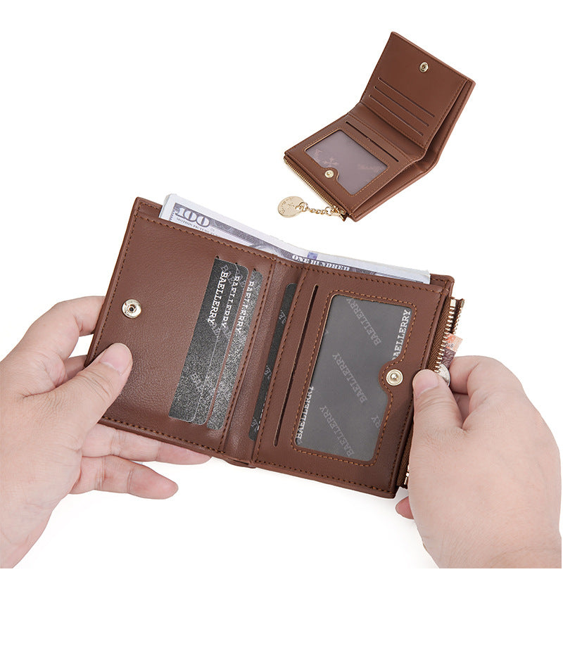 New Women's Short Wallet, Cute, Compact Card Slot, Short Card Holder, Exquisite and Simple Id Bag, Coin Purse for Women