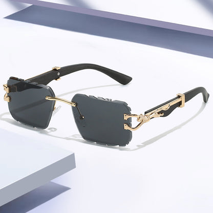 New Women's Frameless Sunglasses Distinctive Square Sunglasses Men's High Sense Fashion Cross-Border Cut-Edge Sunglasses
