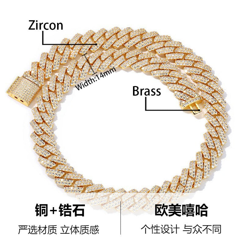 Hiphop Hip Hop Diamond Watch Five-Piece Diamond Cuban Chain Cross Necklace Cuban Ring Cross Border Wholesale