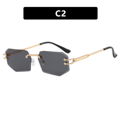 Irregular Frameless Edge-Cut Sunglasses 2024 New Style Personalized Fashion Sunglasses Street Style Trendy Sunglasses for Women