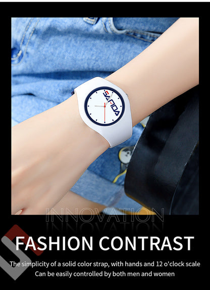 SANDA Outdoor Sports Watch Simple Waterproof Men's and Women's Fashion Quartz Watch Silicone Tape Casual Student Quartz Watch