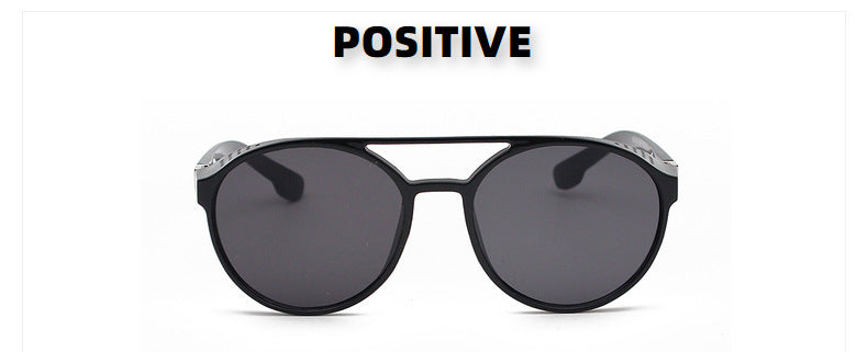 European and American Fashion Trend New Double-Beam Sunglasses Steampunk Sunglasses Round Retro Sunglasses 97040