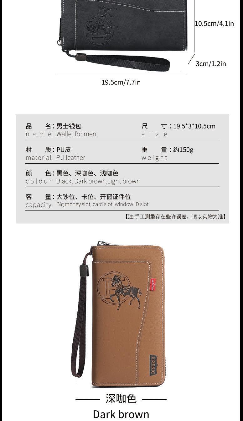 New crazy horse leather men's wallet European and American retro style PU zipper bag fashion short card bag change bag wholesale