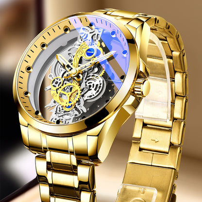 Cross-Border Dropshipping New Double-Sided Hollow Fully Automatic Movement Non-Mechanical Watch Tourbillon Watch Men's Waterproof