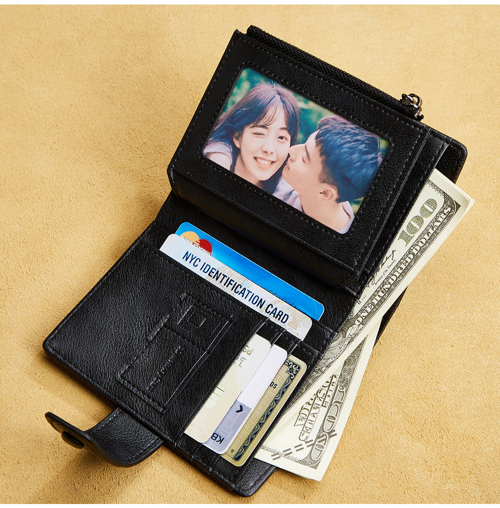 Men's wallet wholesale leather zipper short retro wallet RFID anti-theft foreign trade leather wallet manufacturers processing