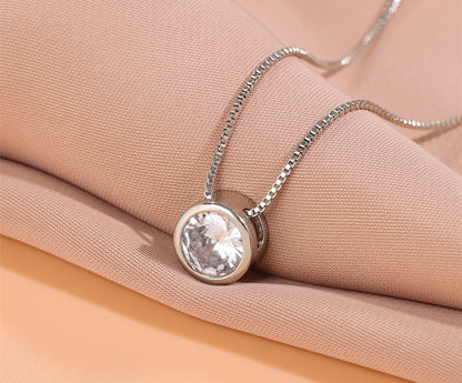 Fashion simple small circle single diamond personality necklace female temperament clavicle chain