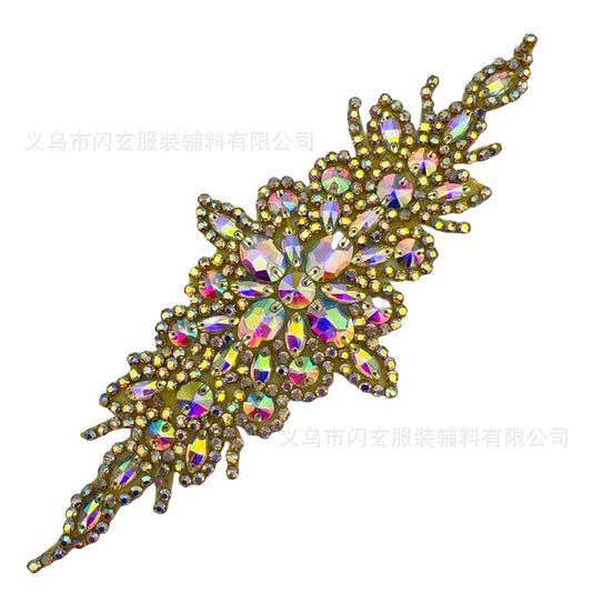 DIY multi-color glass diamond flower clothes decoration performance dress wedding dress adhesive applique rhinestone clothing accessories