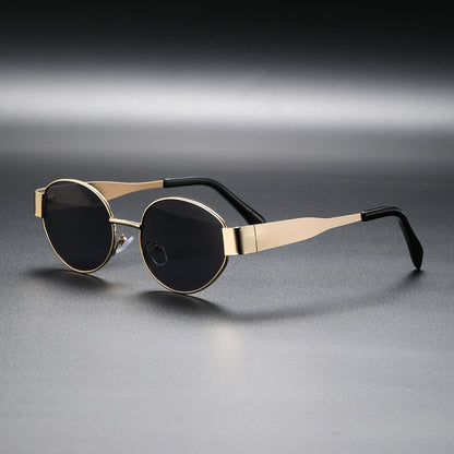 Cross-Border Popular Small Round Frame Metal Frame Popular European and American Women's Sunglasses Internet Celebrity Sunglasses Versatile Trendy Sunglasses