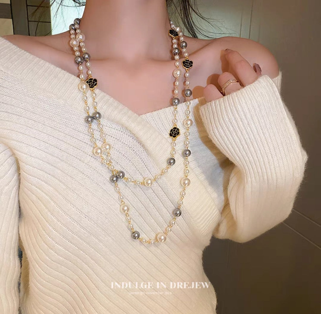 Light Luxury and High-End Multi-Layered Pearl Sweater Chain, Feminine, Simple, Long Autumn and Winter Necklace, Alloy Accessories, Jewelry