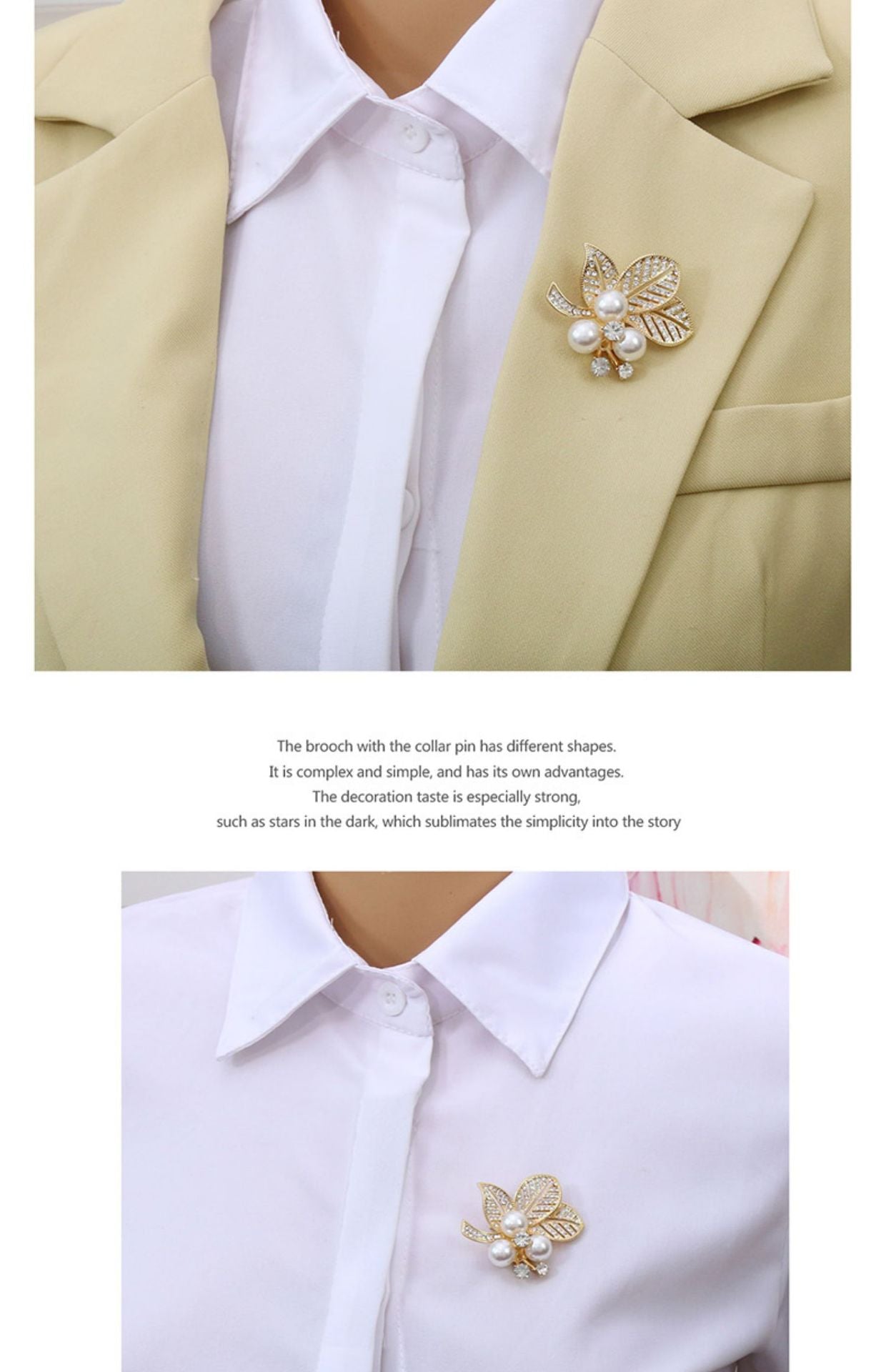 Korean New Style Leaf Pearl Brooch for Women, Versatile and Elegant, Unique Design Pin Accessory, Fresh and Sweet